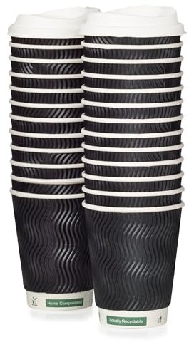 Signature Packaging - TerraCup Paper Coffee Cups with Lids - 12oz (354ml) - 50 Pack