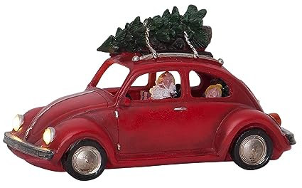 EGLO LED Weihnachtsdeko Merryville, Auto mit Weihnachtsmann, Vintage Weihnachtsdekoration für Kinder, Fensterdeko mit Timer und batteriebetriebener Beleuchtung, warmweiß