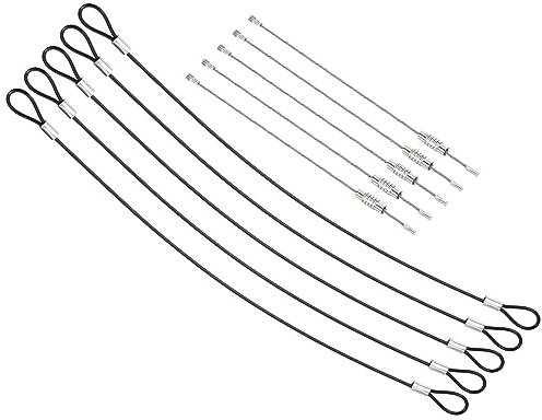 PATIKIL 1Ft Sécurité Câble Verrouillage, 5 Paquet Inox Acier 2mm Dia Sécurité Fil Corde avec Double Boucle Vissé Fil Câble pour Scène Éclairage Bagage Verrouillage Noir