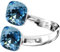 925 Sterling Silber Doppelt Kristall Ringe für Damen Verstellbarer mit Marken Kristalle - Glänzend Cubic Zirkonia Ring Fingerring Kommt in Schmuck Geschenk Box (Aquamarine)