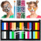 LOPHE Pintacaras Infantil, 30 Banda Pintura Cara Niños con 2 Pinceles y 6 Plantillas, Seguridad Pintura Facial y Corporal para Maquillaje Infantil, Pinturas Niños Halloween Festival Carnava, NK-101A