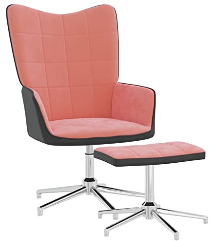 BUKSCYJS Ohrensessel Mit Hocker,Moderne Sesselrelaxsessel Mit Hocker Rosa Samt Und Pvcadatto A Soggiorno, Camera Da Letto, Studio, Corridoio, Sala Di Ricevimento