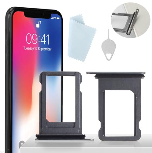 YHX-OU SIM Slot für iPhone X SIM Tray Karten Halter für iPhone X Slot Schlitten Card Kartenhalter Karte Rahmen Holder Ersatz + SIM Pin (Schwarz)