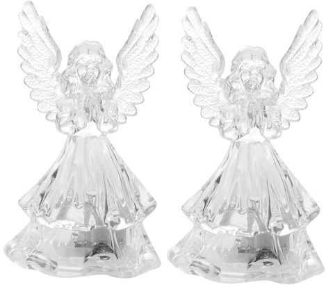 UKCOCO 2 Stück Led Weihnachtsengel Nachtlichter Kunststoff Tischlampen Farbwechselnde Engel Figuren Energiesparend Dekoration Für Weihnachten Geschenke Für Familie Und Freunde