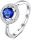 INFUSEU Geburtsstein Ring, 925 Sterling Silber Geburtsstein Saphir Ringe für Damen Dezember Personalisierbar Verstellbar Offene Bänder Zirkonia Ringe Geschenke für Frauen Mädchen