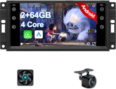 [2+64GB] 7 Zoll Android Autoradio mit GPS Navi für Jeep Wrangler Compass Chrysler 300c Sebring Dodge RAM 1500 Challenger Wireless Carplay Android Auto Bluetooth WiFi RDS