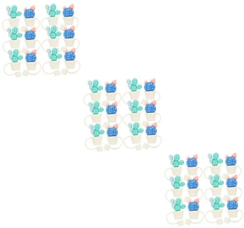 MAGICLULU Fundas Para Pajitas Cactus 36 Tapones De De Cactus Fundas De Para Pajitas Reutilizables Adornos De Para Vasos Pajitas De Silicona De Cactus De Metal Pajitas Antiarrugas Pajitas