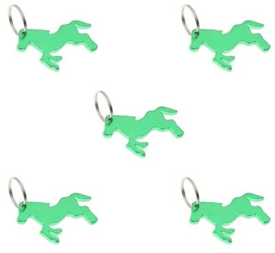 5 Set Aluminum Horse Pattern Bottle Opener Key Ring Keychain Bag Pendent Green