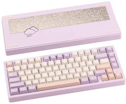 CutiePcs WOBKEY Rainy 75 Aluminum Cocoa Switch Mechanical Keyboard with Superior Acoustics, Wired, BT, 2.4G wireless Connectivity (Pro - Purple)