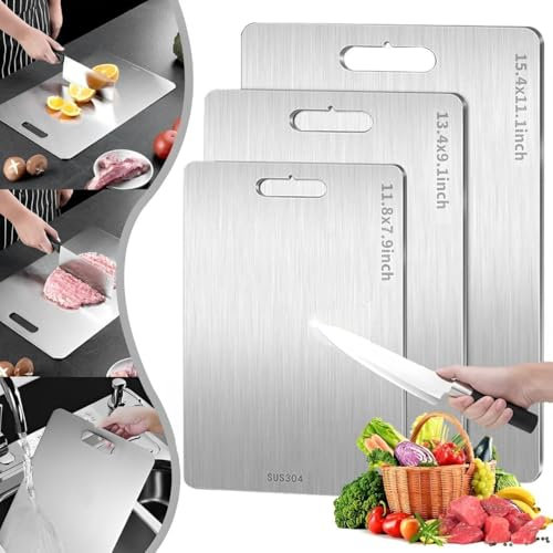 Titan Schneidebrett - 100% Reines Titanium, 304 Edelstahl Doppelseitiges Lebensmittel Grade, Metall für Fleisch, Brot, Gemüse, Obst Schneiden