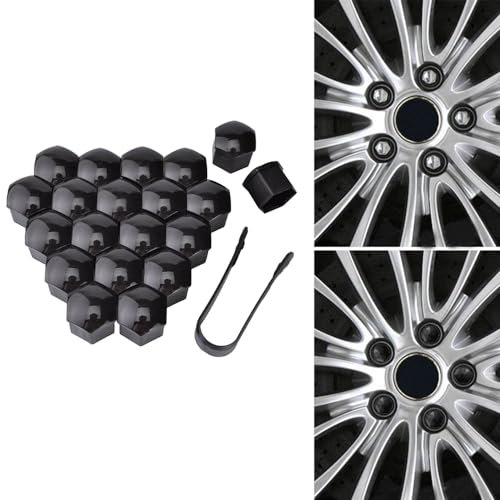 zjxcnb 20 Stück Auto Radschrauben Kappen Für Mercedes-Benz GL GLA GLC GLK GLE GLS ML-class, Radbolzen Radschrauben Schrauben Kappen Radmuttern Nut Mit Werkzeug,A/Black-19mm