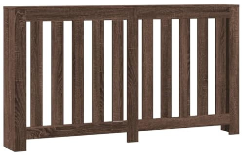 vidaXL Radiator Cover Shelf - Brown Oak Engineered Wood, Slatted Design, 149 x 20 x 82 cm, Living Room Decor