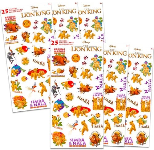 Adesivi Re Leone per bambini, confezione con 150 adesivi Re Leone per sacchetti per bomboniere, baby shower, artigianato, altro ancora | Disney Lion King Party Supplies
