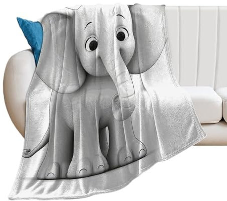 GFLFMXZW Überwurfdecke, flauschige, leichte Flanelldecken für Sofa, weißer Elefant, warm, gemütlich, dekorativer Überwurf für Sofa-Decken für Couch, alle Jahreszeiten, 76 x 100 cm