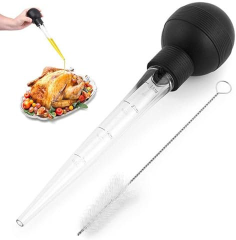 Large Turkey Baster with Cleaning Brush, 2024 New Cooking Food Grade Material Turkey Baster with Barbecue Basting Brush, Turkey Cooking Tools, Suitable for Making Turkey and Meats