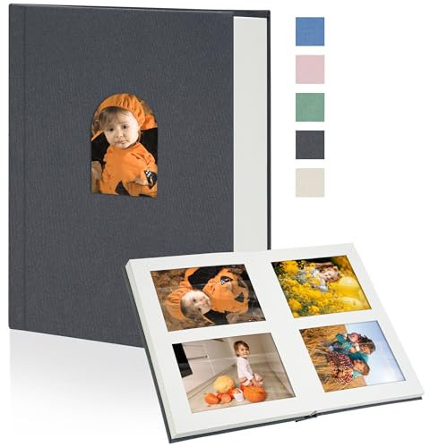 Vienrose Kleines Fotoalbum Einsteckalbum 10 x 15 für 60 Bilder, Premium-Fotobuch mit Leineneinband und Platz für Notizen, ideal für Hochzeitsalben, Erinnerungsbücher und Reisetagebücher (Anthrazit)