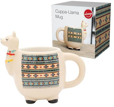 Winkee Original - Magische Calma Lama Kaffeetasse I Stylische Tasse in Lama Form für Tee & Kaffee I Ca. 350ml