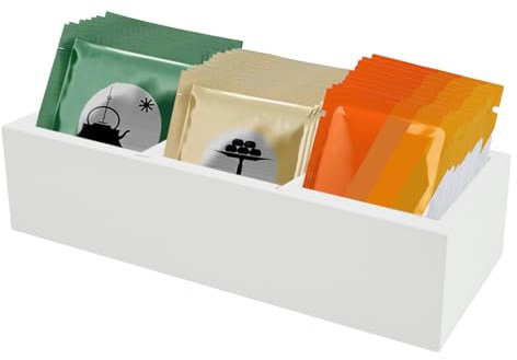 YERENCY Teebox, Bambus, 12 Fächer, Teekiste mit Sichtfenster, Organizer für Teebeutel, natur, Hellbraun(Weiß)