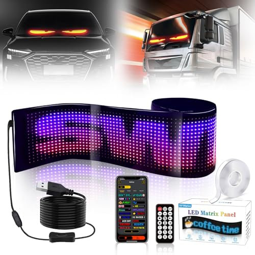 Devil Eyes Led Augen für LKW IP65 wasserfest Plus Size, DIY Car Dynamic LED Colorful Eye Lamp Soft Screen, Led Laufschrift Leuchtreklame Leuchtschild für Auto,Smart App,Bluetooth USB (192x898mm)