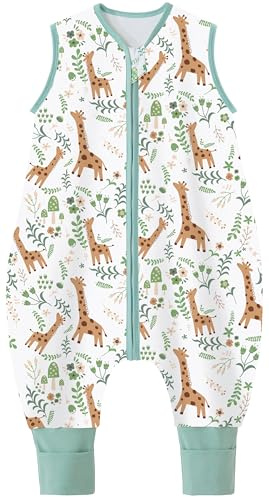 Chilsuessy Baby Schlafsack mit Beinen und Füßen aus 100% Baumwolle - Ganzjahres 1.5 Tog Giraffe, 100cm/Baby Höhe 105-115cm
