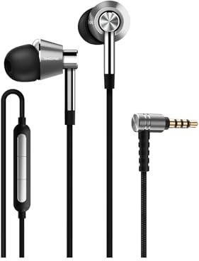 1MORE Triple Driver Auriculares Intraaurales, Cascos Hi-Res con Micrófono MEMS, Sonido Potente de Graves, Control Remoto en Línea, Auriculares con Cable de 3.5mm para Smartphones PC Plata (Plata)