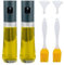 Pulverizador aceite spray de acero inox y vidrio(2 Piezas), Spray Aceite Cocina 120ml, con Embudo y Pincel, Para cocinar, asar, ensaladas, freír en el aire, Verde