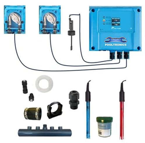 Pooltronics DIY Chlore – Traitement Automatique de l’Eau avec système de Dosage de Chlore et pH pour Piscine et Spa – KIT À Monter SOI-MÊME (Interrupteur de débit)