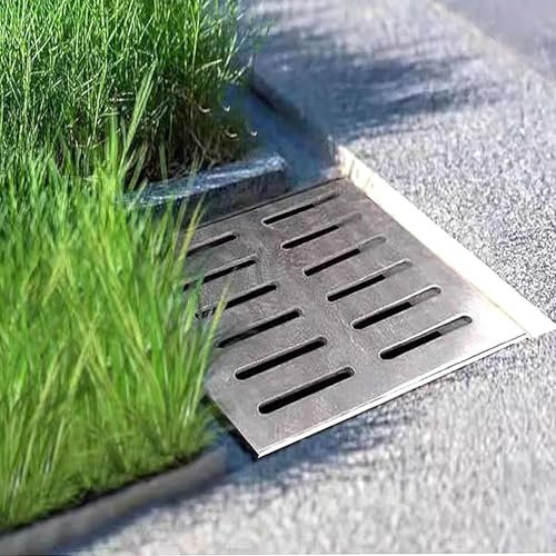 Canal de grille de drainage for piétons, drainage à rainure métallique for bordure en béton, drainage de douche de cour, drainage rapide, système de drainage à rainure durable(40x40x3cm(15 3/4 x 15 3/