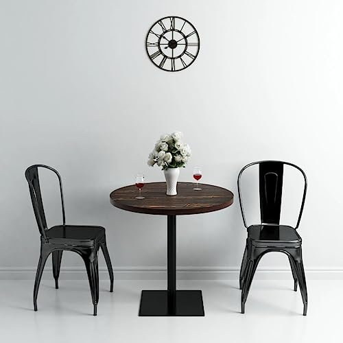 AJJHUUKI Tische, Küchen- und Esszimmertische, Bistrotisch, MDF und Stahl, rund, 80 x 75 cm, dunkle Esche