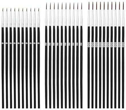 30pcs Detail Paint Brushes, Fine Tip Paint Brush with 3 Sizes #0#00#000 Pen