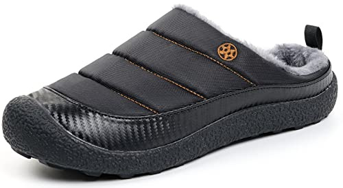 Gaatpot Pantofole Invernali Donna Uomo Ciabatta da Casa Zoccoli Caldo Peluche Scarpe Cotone Impermeabile,Nero,EU43