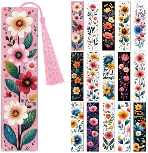 Peacoblue 30 Stickers Marque-Page UV DTF, Motifs floraux | Autocollants Transfert Imperméables pour Marque-Pages Acrylique, Plastique et Métal, DIY Lecture et Loisirs Créatifs