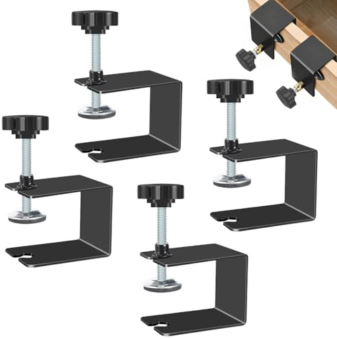 Riisoyu 4 Pièces C Clamp, Serre Joint Kit Heavy Duty Serre Joints en Acier Inoxydable de Table Pince de Fixation pour Tiroir Serre Joint à Vis pour Installation de Tiroirs Bâtiment Fixation D'armoire