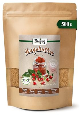 Biojoy Rosa canina BIO in polvere, farina 60% semi, 40% bucce, 500 g | Farina di rosa canina dalla Bulgaria, non trattata, senza zuccheri aggiunti, Rosa canina L.