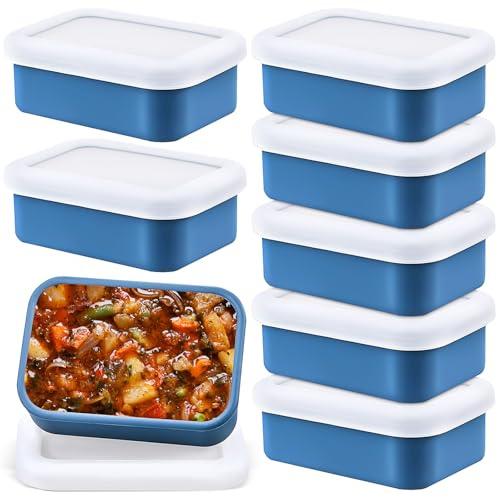 YFNVH Lot de 8 Boîtes de Congélation en Silicone 250 ml avec Couvercles | Moules à Portions Individuelles Réutilisables pour Soupe, Sauce, Restes, Batch Cooking et Préparation de Repas