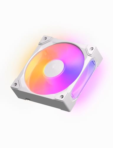 EZDIY-FAB MONOFLOW 120mm ARGB PWM Case Fan, Single-Frame, 28mm Thick, White | Single-Frame Design, Less Cable Clutter, All-in-One Fan, High Static Pressure, Smooth ARGB Lighting, Clean PC Builds