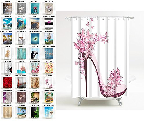 Sanilo Tenda da doccia, grande scelta di belle tende vasca da bagno di alta qualità, 12 anelli inclusi, impermeabile, effetto anti-muffa (180 x 200 cm, Scarpa)