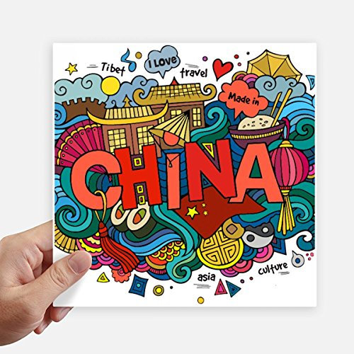 DIYthinker Made In China Asia Chinese-Reise-Kunst Quadrataufkleber 20Cm Wand Koffer Laptop Motobike Aufkleber 4Pcs 20Cm X 20Cm Mehrfarbig