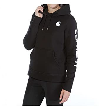Carhartt, Felpa Logo Sleeve, Relaxed Fit, media pesantezza Donna, Nero, M