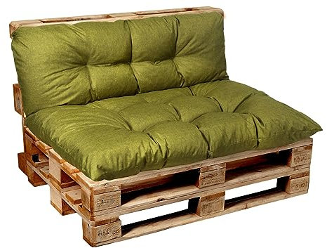 Garden Factory Palettenkissen Palettenauflagen Palettenpolster Sitzkissen, Rückenlehne oder Set, Gesteppt (Set (Sitzkissen 120x80 + Rückenlehne 120x60), Limette)