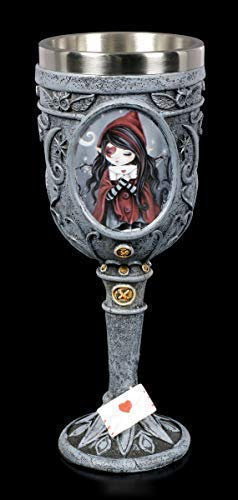 Figuren Shop GmbH Gothic Elfen Wein-Kelch - Missing You | Fantasy Trink-Kelch, handbemalt, mit Edelstahleinsatz