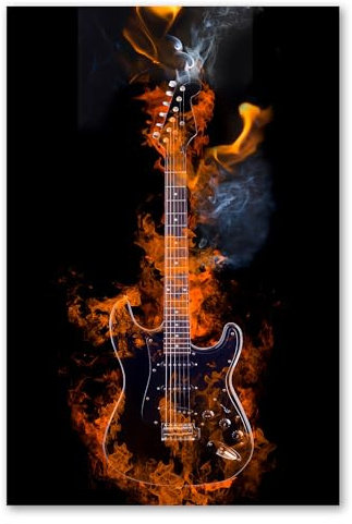 Postereck - 2920 - Gitarre, Flamme Rauch Feuer Musik Rockn Roll Band - Wandposter Fotoposter Bilder Wandbild Wandbilder - Poster - 3:2-61,0 cm x 40,5 cm
