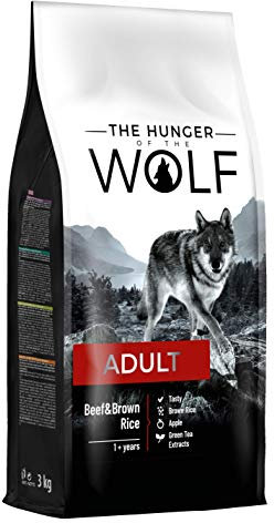 The Hunger of the Wolf Hundefutter für ausgewachsene Hunde aller Rassen, Fein zubereitetes Trockenfutter mit Rind und braunem Reis - 3 kg