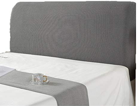 BEDSETS Kopfteil Hussen, Bett Kopfteil Bezug Staubdicht, Einfarbig Staubhülle Kopfbedeckungen Elastische All-Inclusive Kopfteilbezug Schlafzimmer Dekor Hell (Grau,1.5m)
