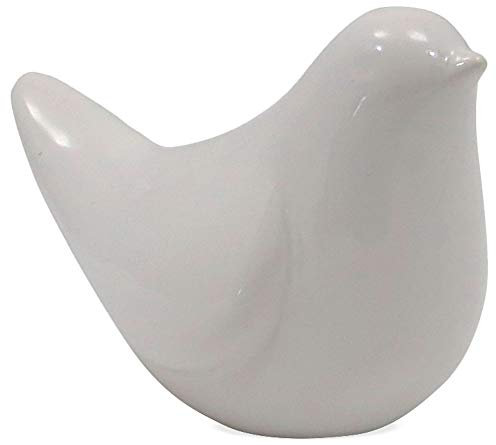 matches21 Vogel Deko Figur Osterfigur Vögelchen Frühlingsdekoration Vogelfigur Keramik 1 STK. weiß 12,7x7,1x7,8 cm