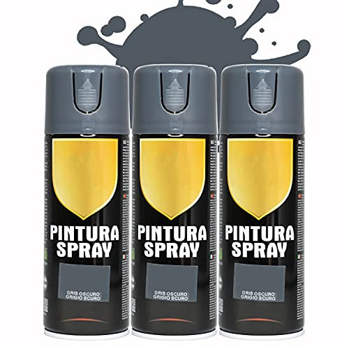 BESCH Pintura Spray 400ml para Metal/Madera/Plástico (Gris Oscuro, 400 ml (Paquete de 3)