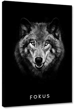 Hustling Sharks® Motivationsbilder als XXL Wandbild FOKUS - Premium Leinwandbild im Hochformat (30 x 45 cm), Tier Bilder, Erfolg Bilder, Motivationsbilder Leinwand, Leinwand Sprüche, Wanddeko