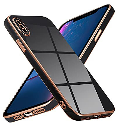 DEFBSC Case for iPhone X/iPhone Xs, Plating Edge Soft TPU Bumper Protective Case, Ultra Thin Anti-Scratch Shockproof, Black