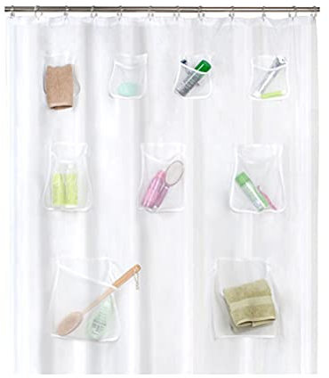 Hosuho Transprent Rideau de douche en PEVA imperméable avec poches Transparent