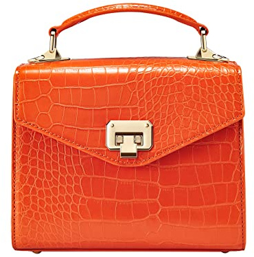 VICTORIA HYDE Damen Handtasche Umhängetasche Klein Damen Handtasche Leder Tasche Damen Schultertasche, Orange, 15 cm x 11,5 cm x 6 cm, VH60027